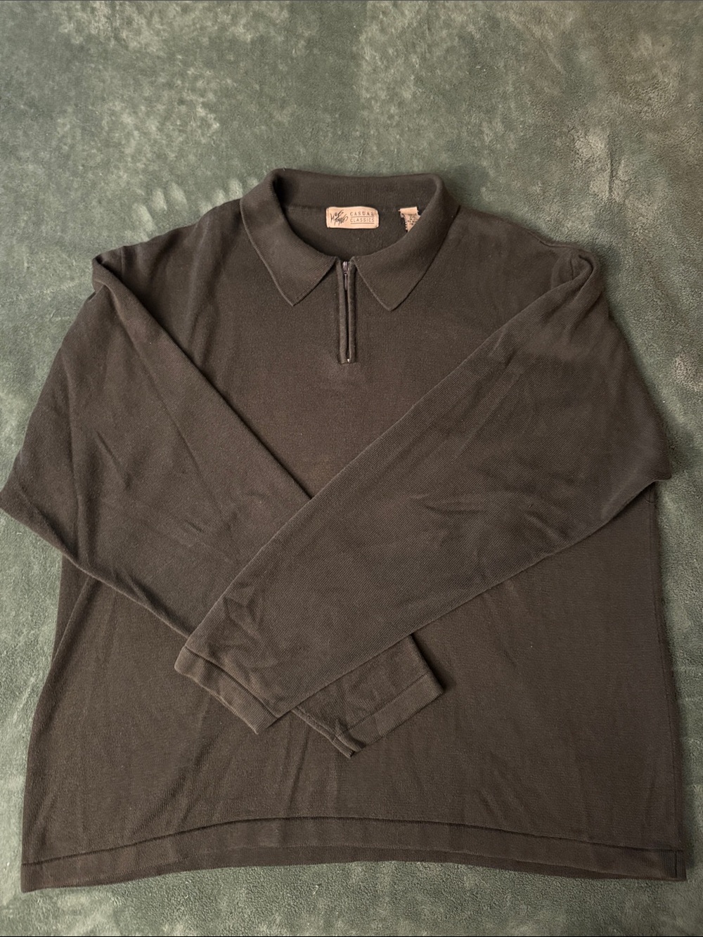 VINTAGE | Casual Classics Dark Green Half-Zip Polo Sweater